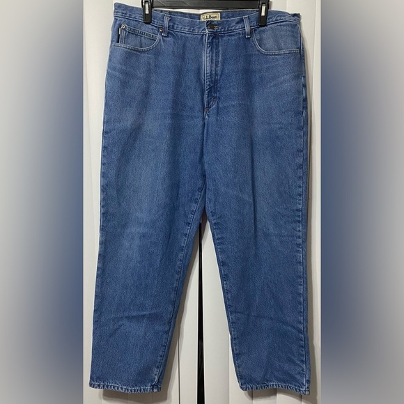 EUC LL Bean Double Jeans, Relaxed Fit, Cotton, Flannel Lined, Sz 42x34, Denim​ - Picture 4 of 15